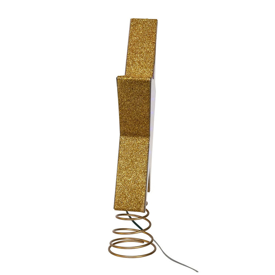 11.5" UL 22L Multicolor Infinity Effect SMD LED Gold Glitter Star Treetop