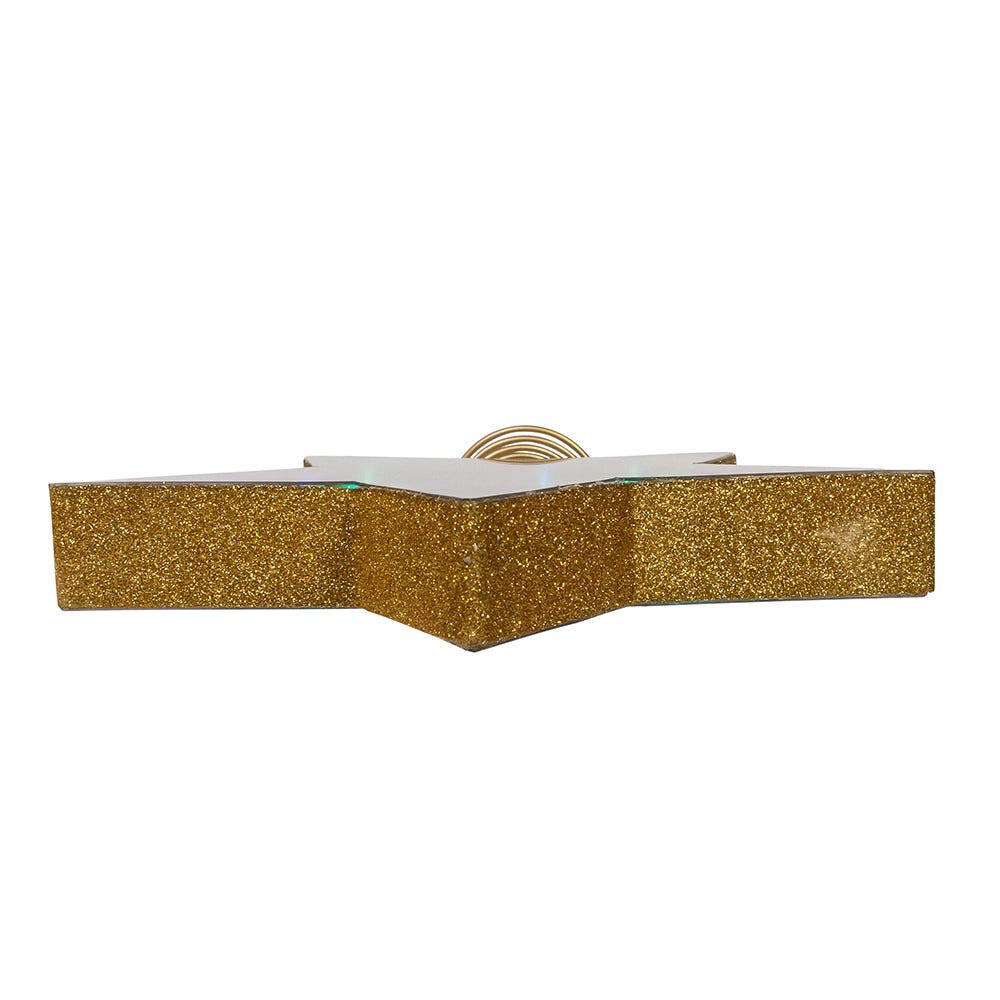 11.5" UL 22L Multicolor Infinity Effect SMD LED Gold Glitter Star Treetop