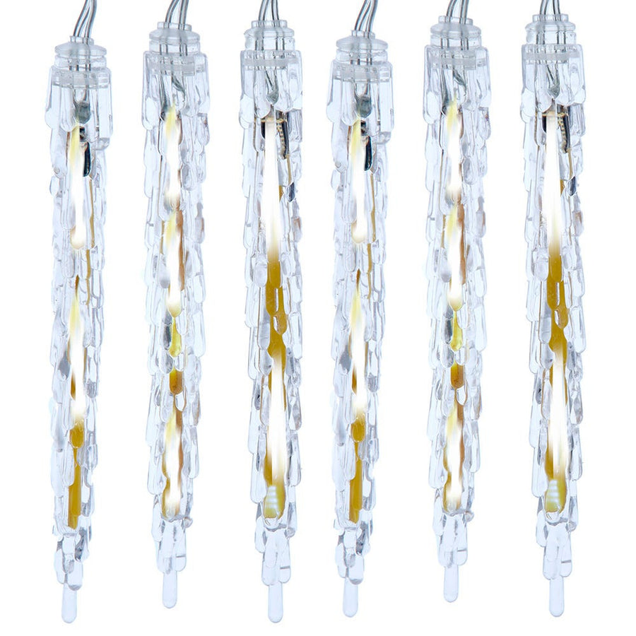29' 10-Piece Cool White Filament LED Connectible Icicle String Light