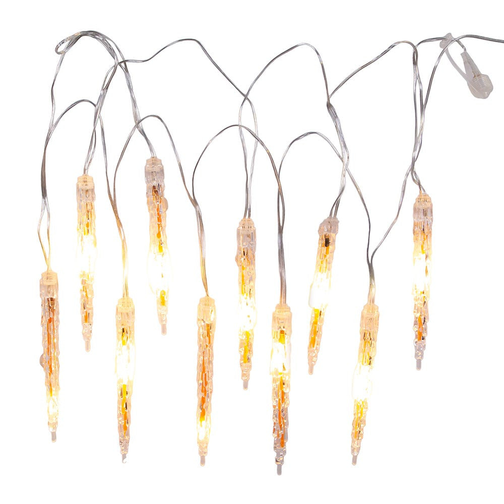29' 10-Piece Warm White Filament LED Connectible Icicle String Light