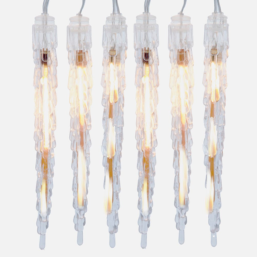 29' 10-Piece Warm White Filament LED Connectible Icicle String Light
