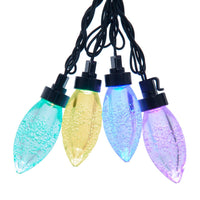 10-Piece Dual Color Multicolor & Warm White LED Bubble C9 String Yard Stakes