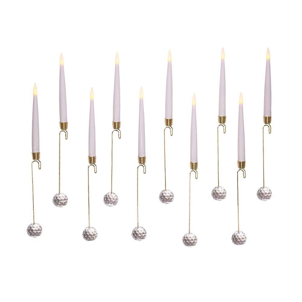 12" Battery-Operated Candle With Glass Weight Light Set