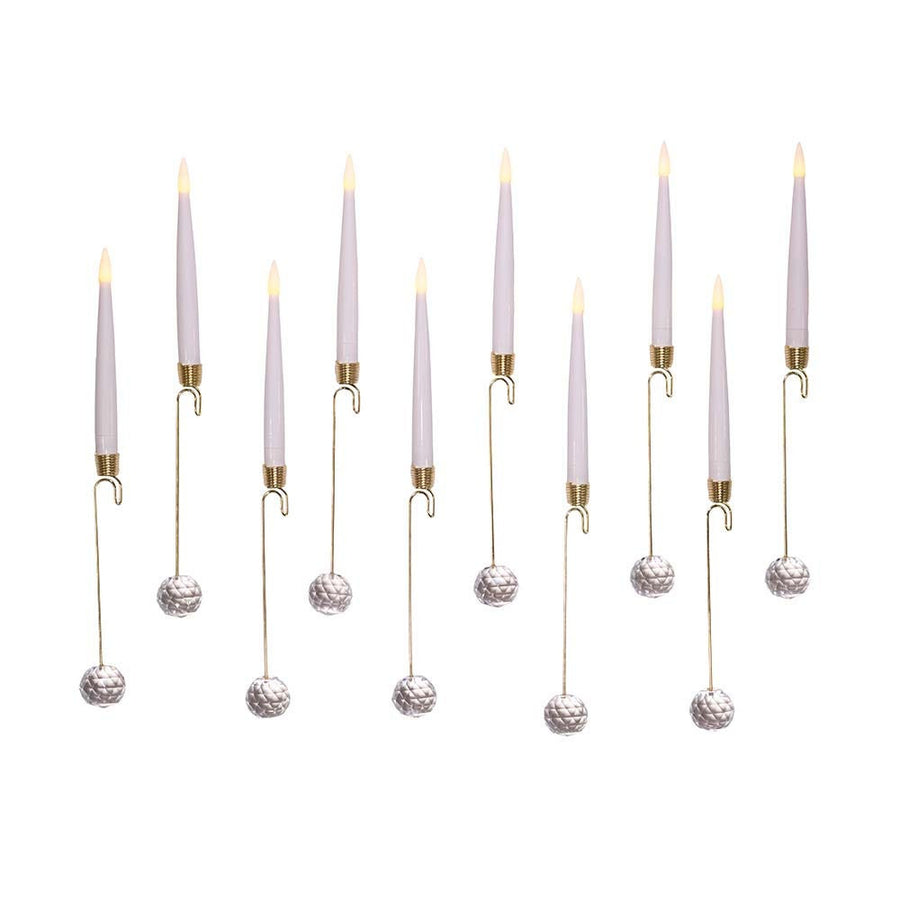 12" Battery-Operated Candle With Glass Weight Light Set