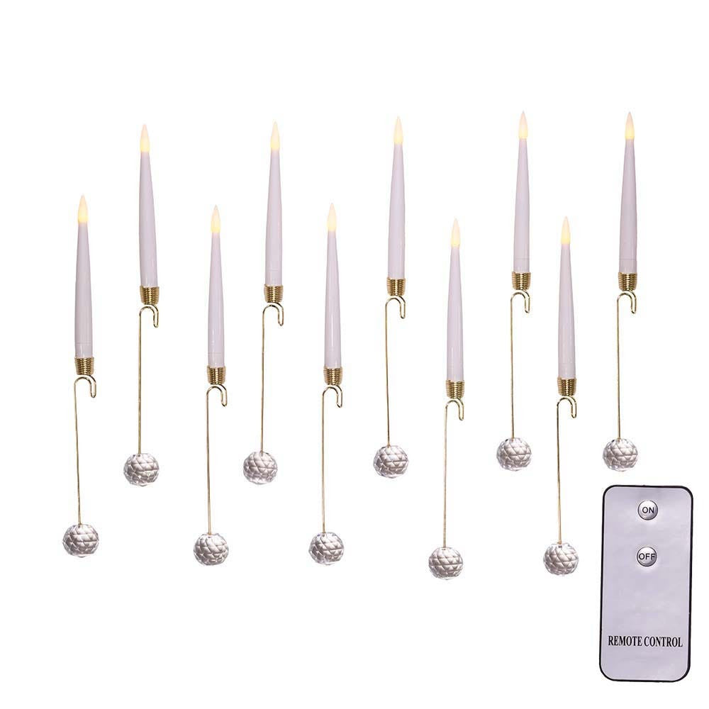 12" Battery-Operated Candle With Glass Weight Light Set
