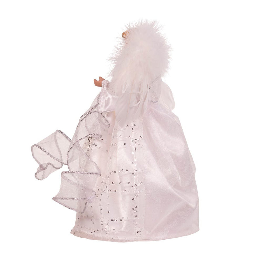 10" Battery Operated 10L LED Silver & White Angel Treetop