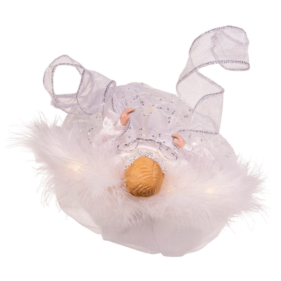 10" Battery Operated 10L LED Silver & White Angel Treetop