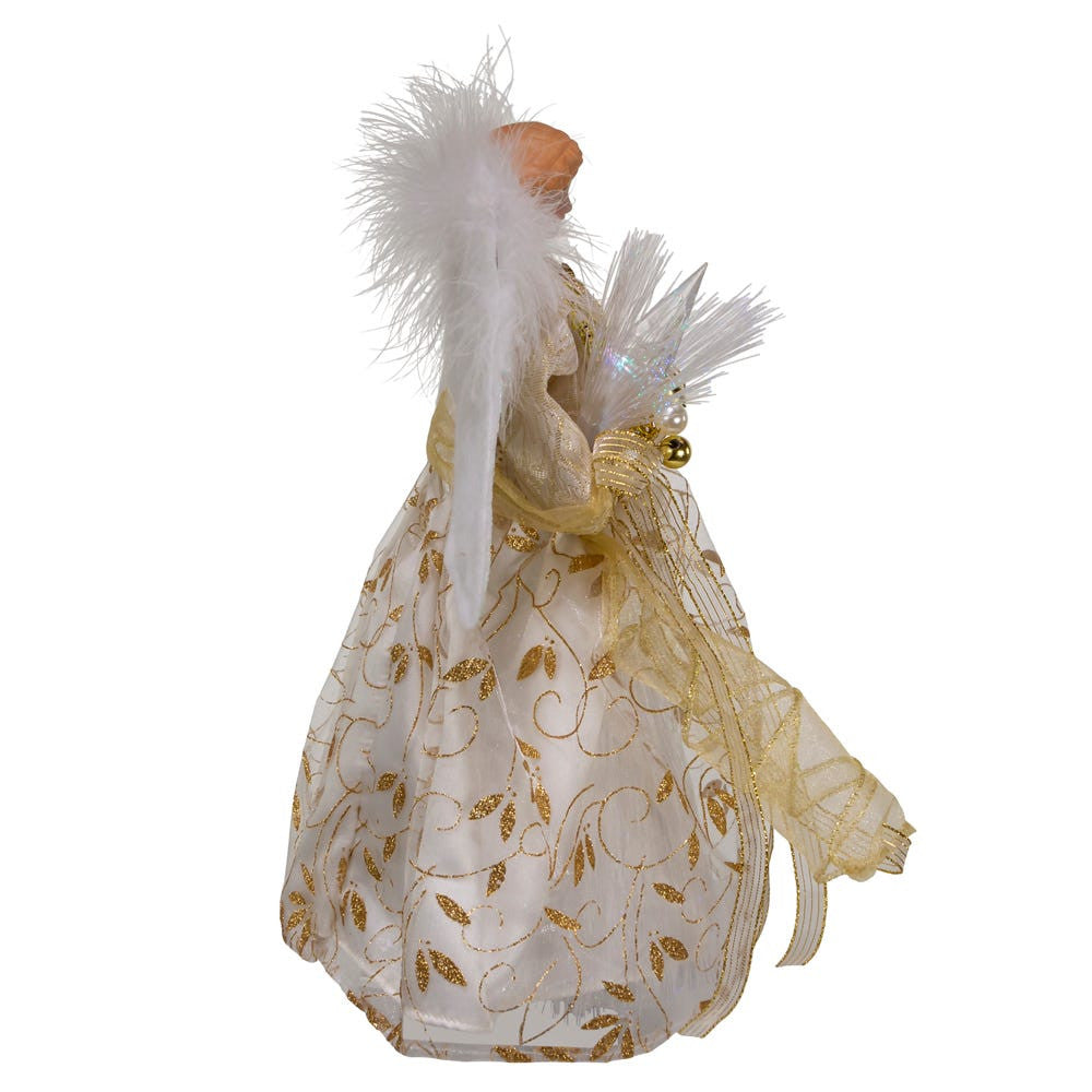 12" Battery-Operated Fiber Optic Gold Angel Treetop with Color Changing LED Lights