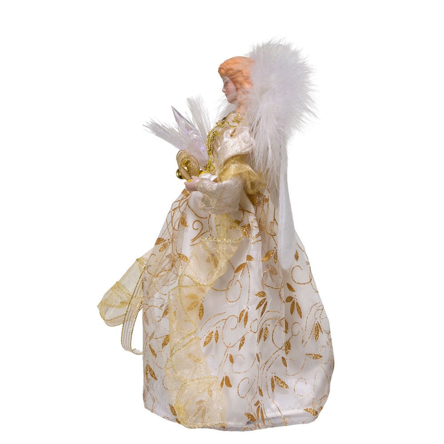 12" Battery-Operated Fiber Optic Gold Angel Treetop with Color Changing LED Lights