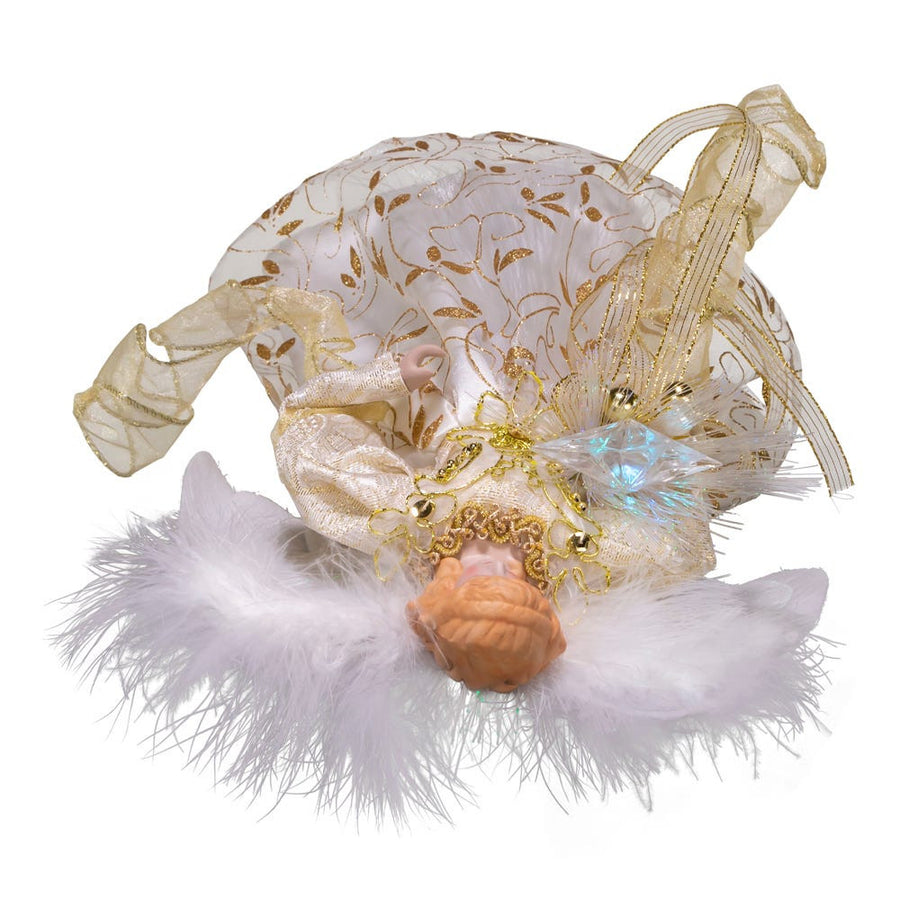 12" Battery-Operated Fiber Optic Gold Angel Treetop with Color Changing LED Lights