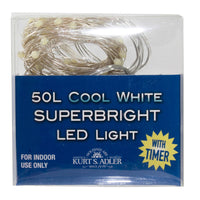 16.3' Battery Operated 50L Cool White Superbright LED Silver Wire Light Set In PDQ