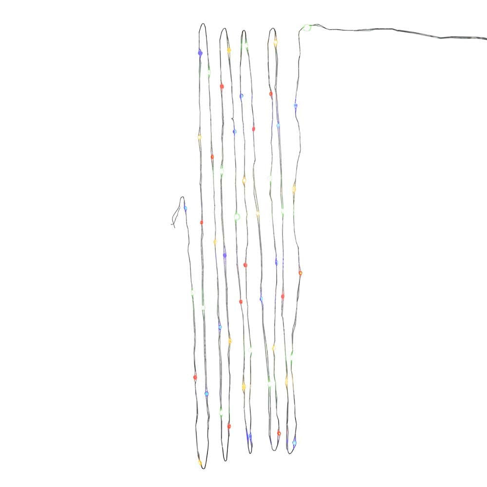 16.3' Battery Operated 50L Multicolor Superbright LED Silver Wire Light Set In PDQ
