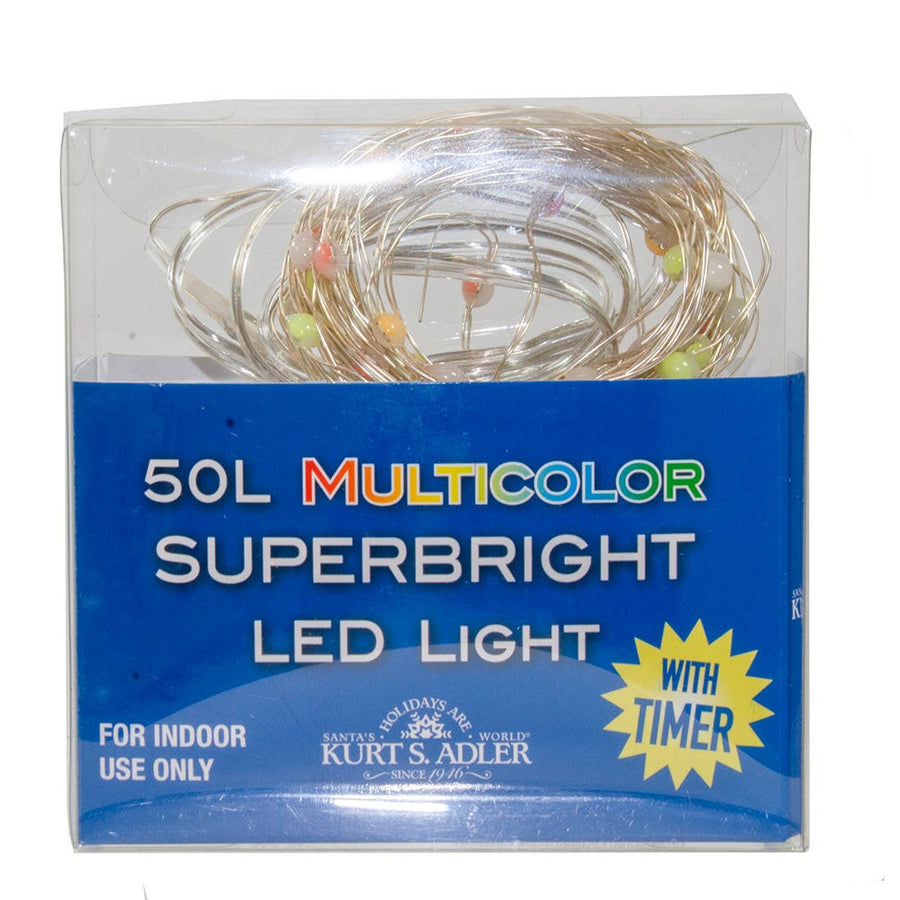 16.3' Battery Operated 50L Multicolor Superbright LED Silver Wire Light Set In PDQ