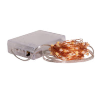 16.3' Battery Operated 50L Warm White Superbright LED Copper Wire Light Set In PDQ
