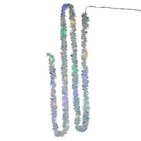 6.3' Battery Operated 20L Multicolor Superbright LED Silver Iridescent Tinsel Garland In PDQ