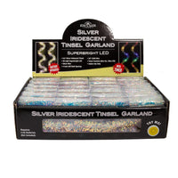 6.3' Battery Operated 20L Multicolor Superbright LED Silver Iridescent Tinsel Garland In PDQ