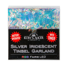 6.3' 20L RGB Superbright LED Silver Iridescent Tinsel Garland In PDQ