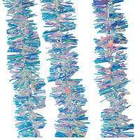 6.3' 20L RGB Superbright LED Silver Iridescent Tinsel Garland In PDQ