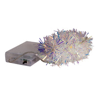6.3' Battery Operated 20L Warm White Superbright LED Silver Iridescent Tinsel Garland In PDQ
