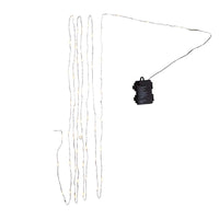 16.3' Battery Operated 50L Multifunction Warm White Superbright LED Silver Wire Light Set + Remote In PDQ