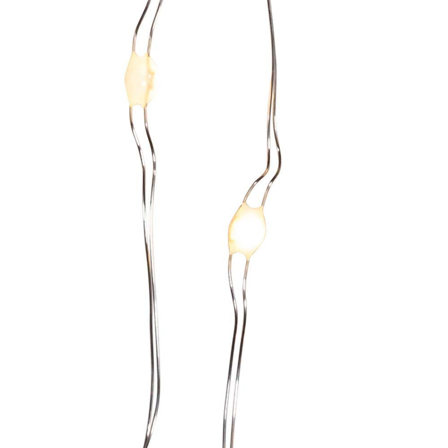 16.3' Battery Operated 50L Multifunction Warm White Superbright LED Silver Wire Light Set + Remote In PDQ