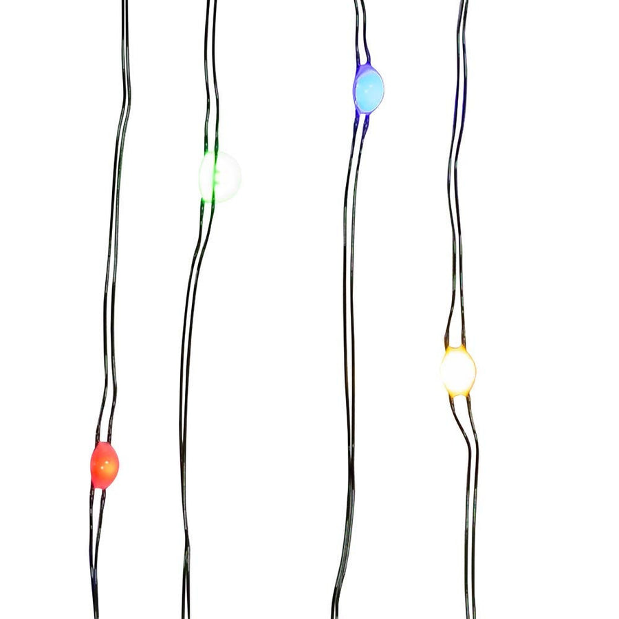16.3' Battery Operated 50L Multicolor Superbright LED Green Wire Light Set In PDQ