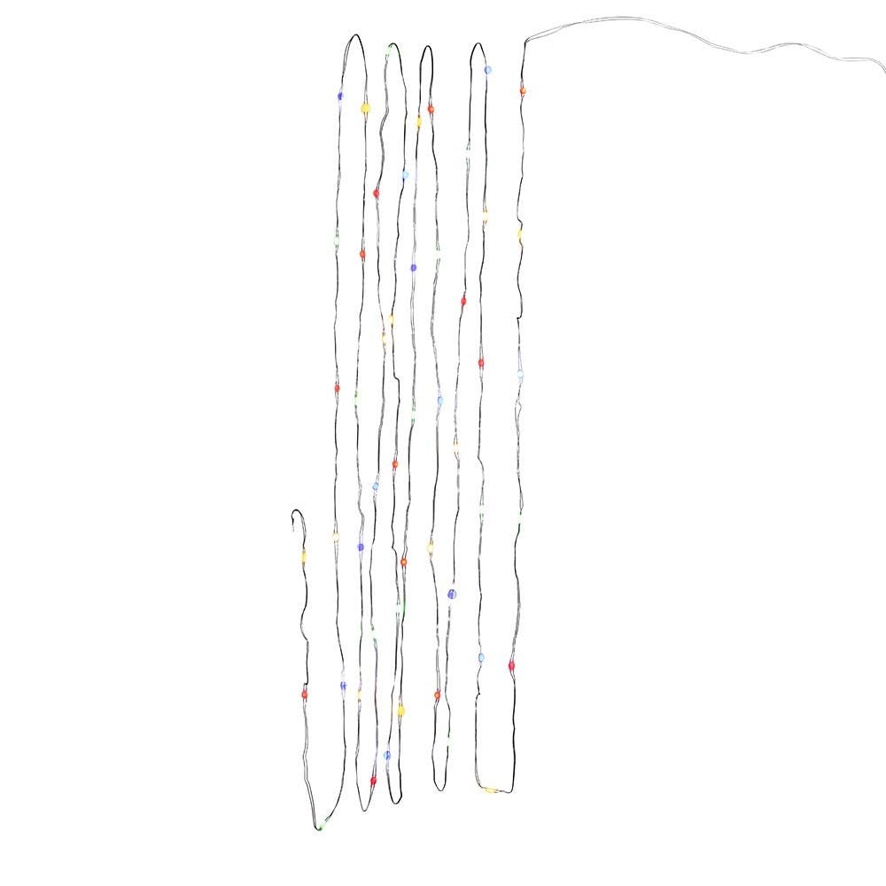 16.3' Battery Operated 50L Multicolor Superbright LED Green Wire Light Set In PDQ