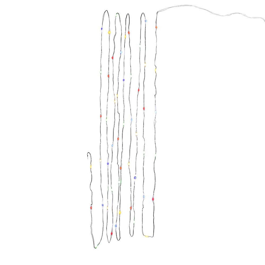16.3' Battery Operated 50L Multicolor Superbright LED Green Wire Light Set In PDQ