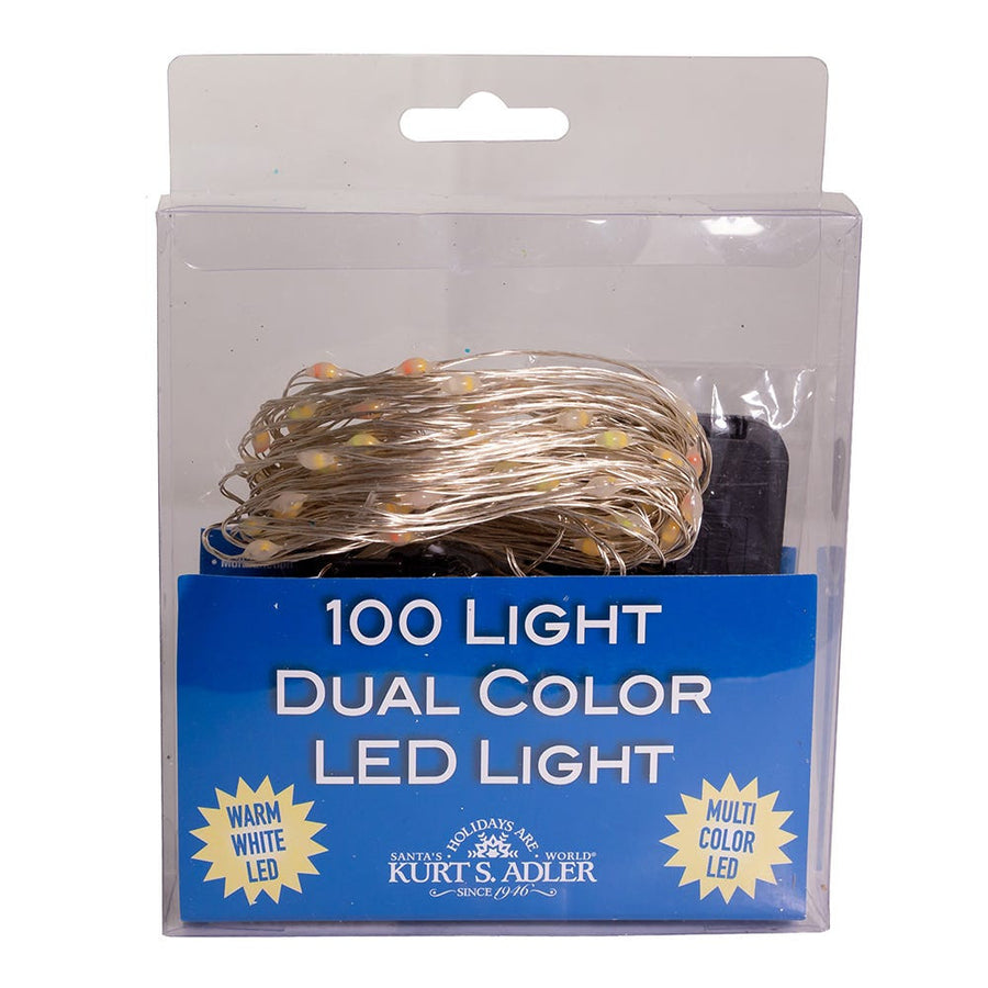 33' Battery Operated 100L Multifunction Dual Color (Warm White & Multicolor) Superbright LED Silver Wire Light Set + Remote In PDQ