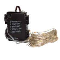 33' Battery Operated 100L Multifunction Dual Color (Warm White & Multicolor) Superbright LED Silver Wire Light Set + Remote In PDQ
