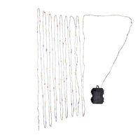 33' Battery Operated 100L Multifunction Dual Color (Warm White & Multicolor) Superbright LED Silver Wire Light Set + Remote In PDQ