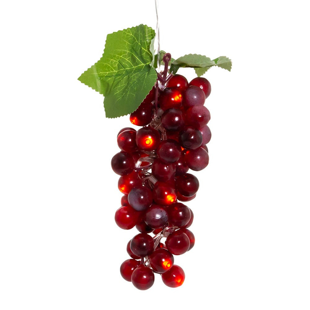 8" Battery Operated 20L Warm White LED Single Cluster Burgundy Grape Light