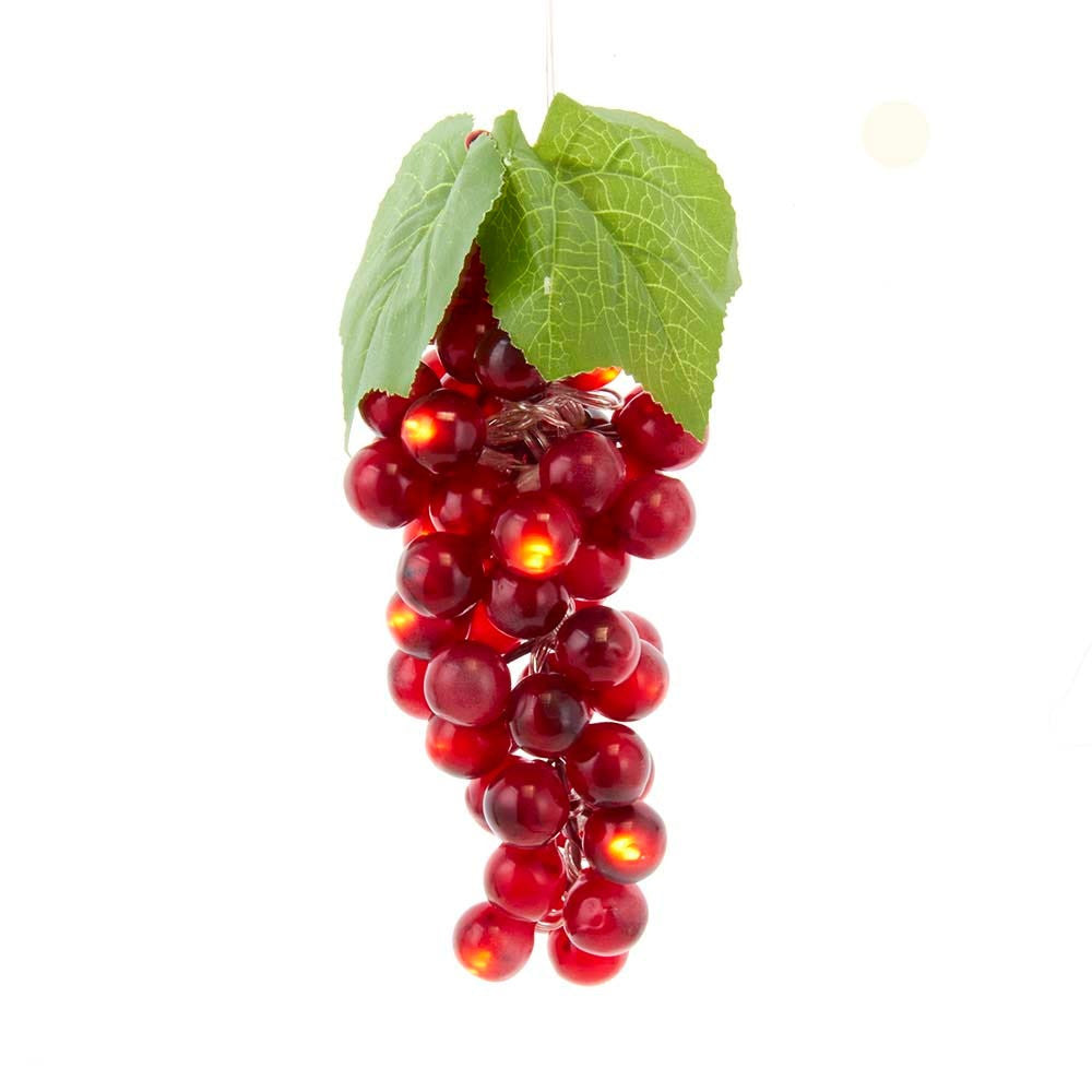 8" Battery Operated 20L Warm White LED Single Cluster Burgundy Grape Light