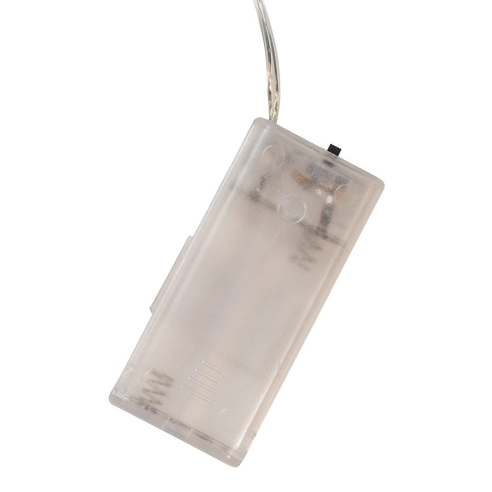 8' Battery Operated 25L Cool White Fairy LED Green Wire Light Set In PDQ