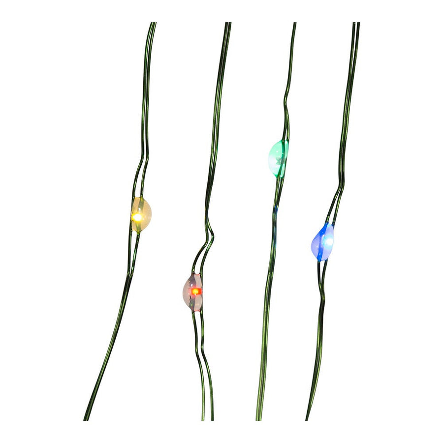 8' Battery Operated 25L Multicolor Fairy LED Green Wire Light Set In PDQ