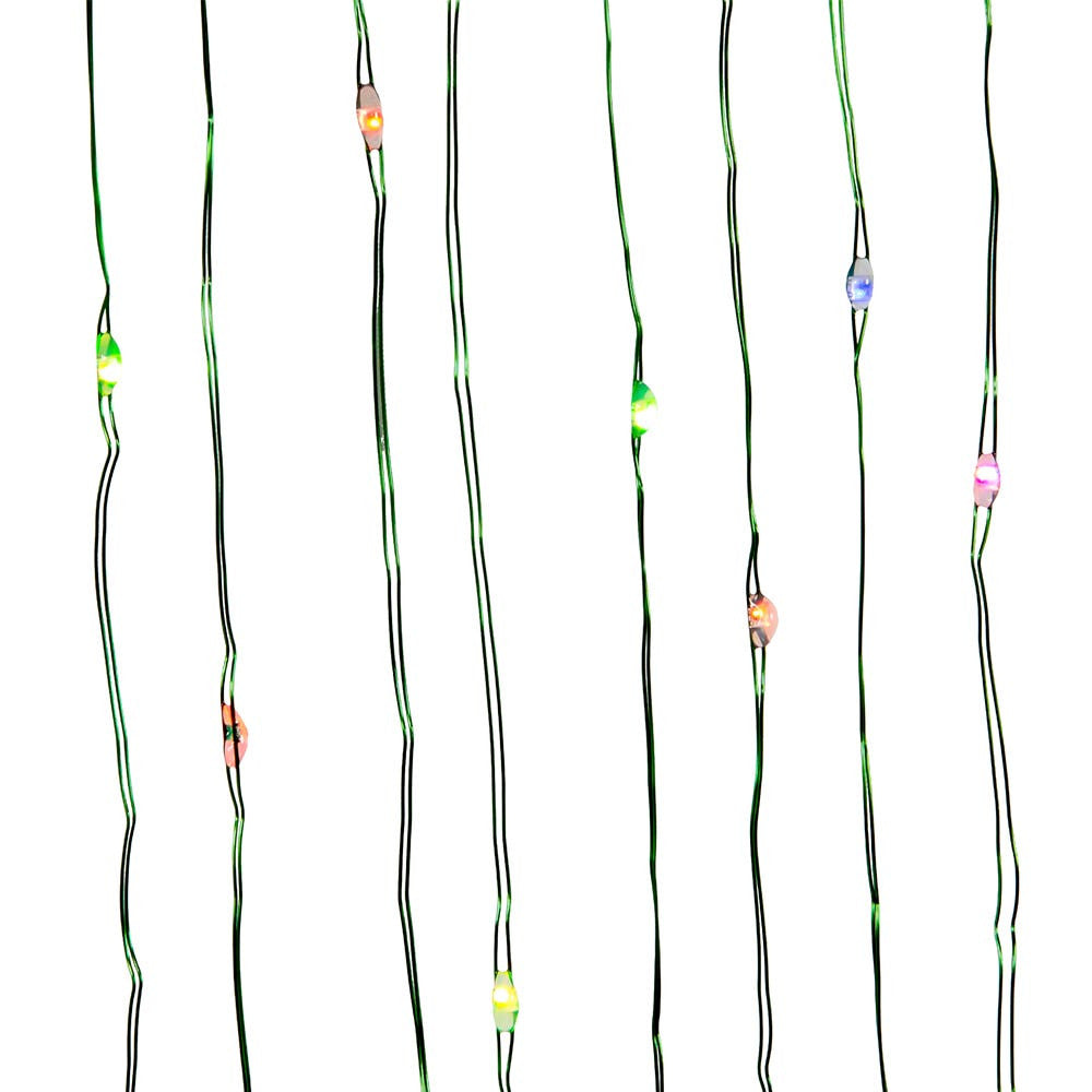 16.3' Battery Operated 50L Color Changing RGB Fairy LED Green Wire Light Set In PDQ