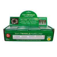 16.3' Battery Operated 50L Cool White Soft Twinkle Fairy LED Silver Wire Light Set In PDQ