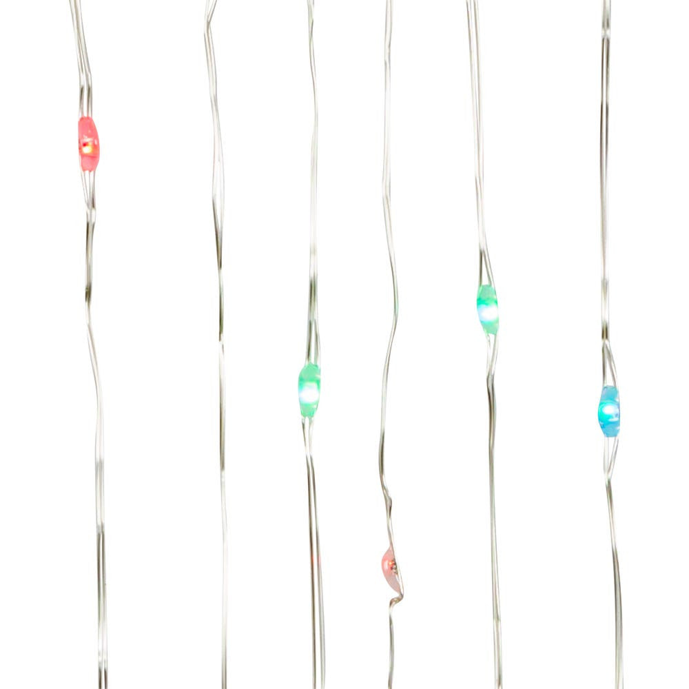 16.3' Battery Operated 50L Color Changing RGB Fairy LED Silver Wire Light Set In PDQ