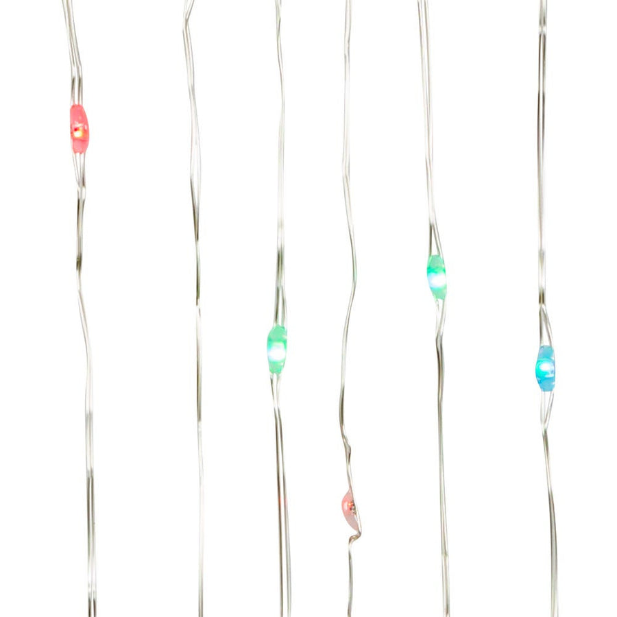 16.3' Battery Operated 50L Color Changing RGB Fairy LED Silver Wire Light Set In PDQ