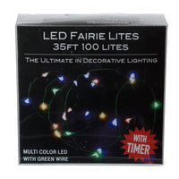 33' Battery Operated 100L Multicolor Fairy LED Green Wire Light Set In PDQ