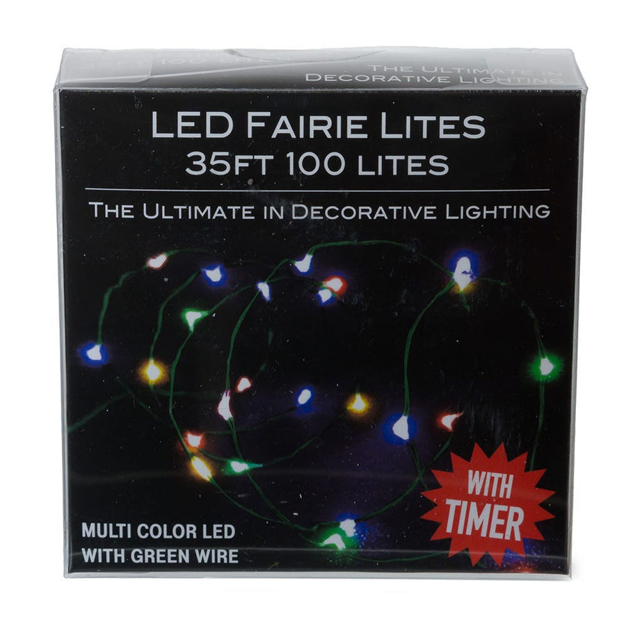 33' Battery Operated 100L Multicolor Fairy LED Green Wire Light Set In PDQ