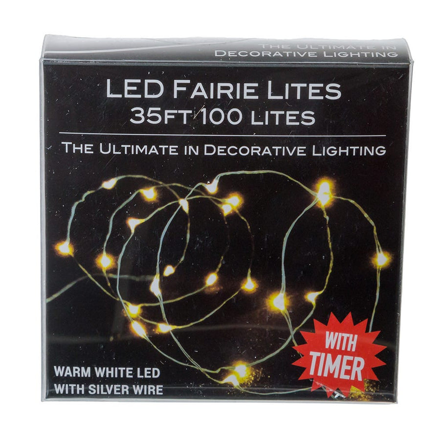 33' Battery Operated 100L Warm White Fairy LED Silver Wire Light Set In PDQ
