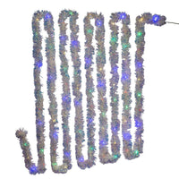 34.8' Battery Operated 100L Multicolor Superbright LED Silver Iridescent Tinsel Garland