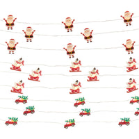 7' Battery Operated 15L Warm White Fairy LED Santa, Snowman & Truck Lights In PDQ