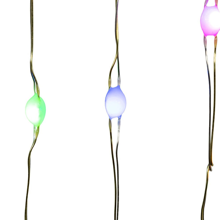 16.4' Battery Operated 50L Multifunction RGB Fairy LED Silver Wire Light Set + Remote In PDQ