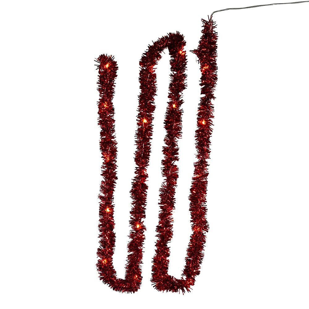 6.3' Battery Operated 20L Red & Gold Superbright LED Tinsel Garland In PDQ
