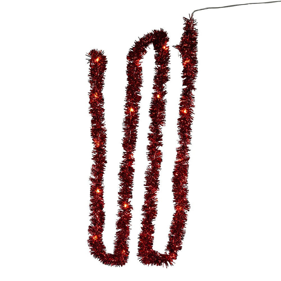 6.3' Battery Operated 20L Red & Gold Superbright LED Tinsel Garland In PDQ