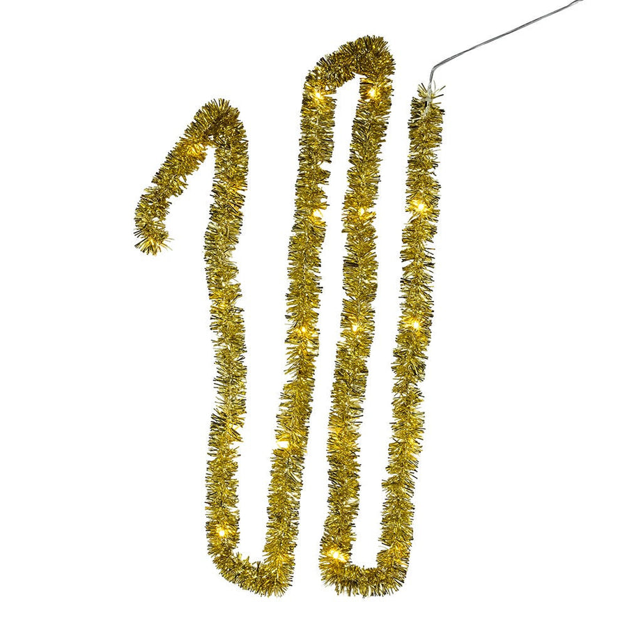 6.3' Battery Operated 20L Red & Gold Superbright LED Tinsel Garland In PDQ