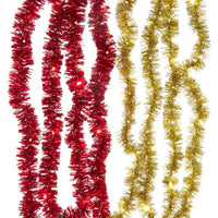 6.3' Battery Operated 20L Red & Gold Superbright LED Tinsel Garland In PDQ