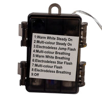 16' Battery Operated 50L Multifunction Dual Color (Multi & Warm White) Fairy LED Silver Wire Light Set + Remote In PDQ